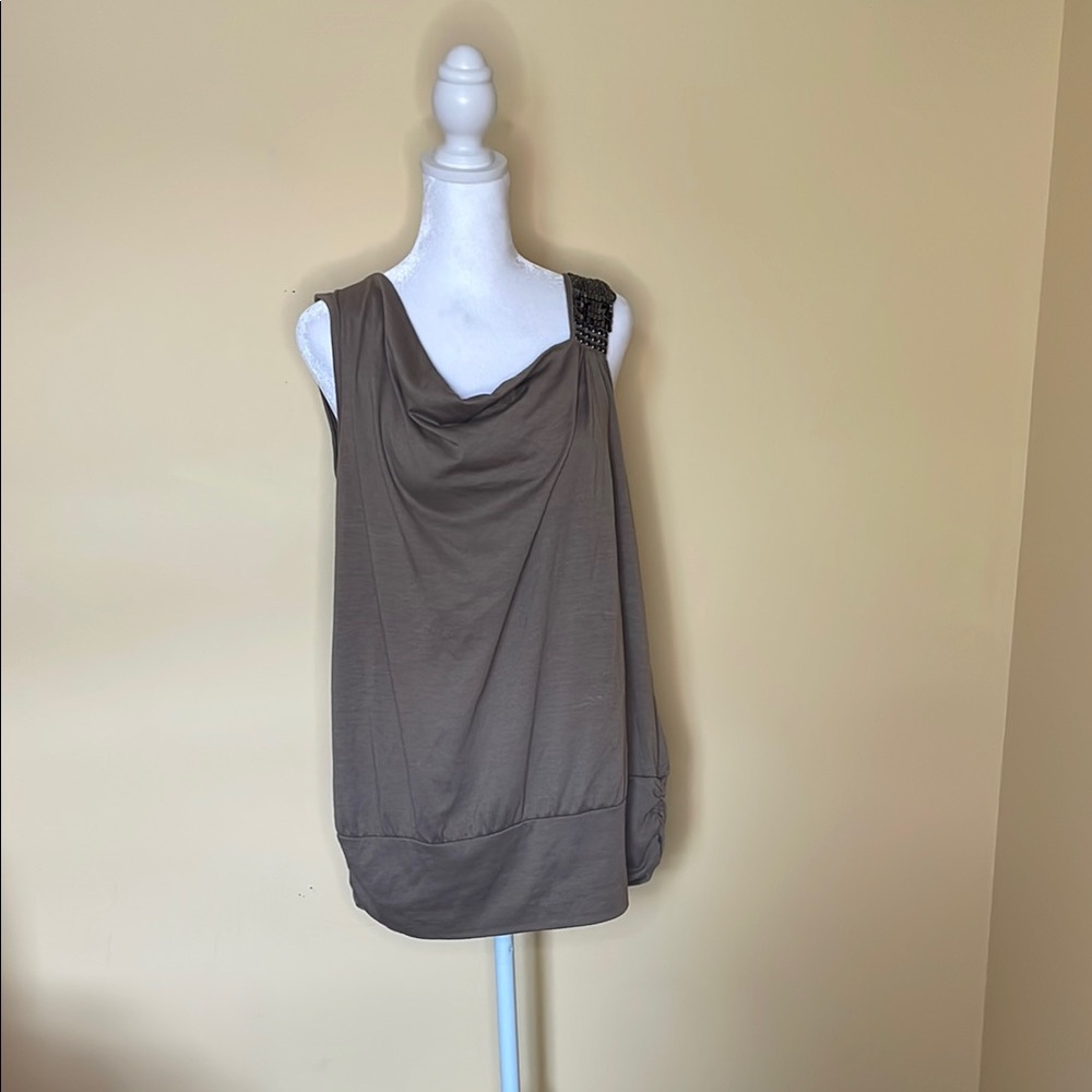 Tan Asymmetrical Relaxed Tank Top